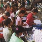 Indian children studying in the street - lack of education India